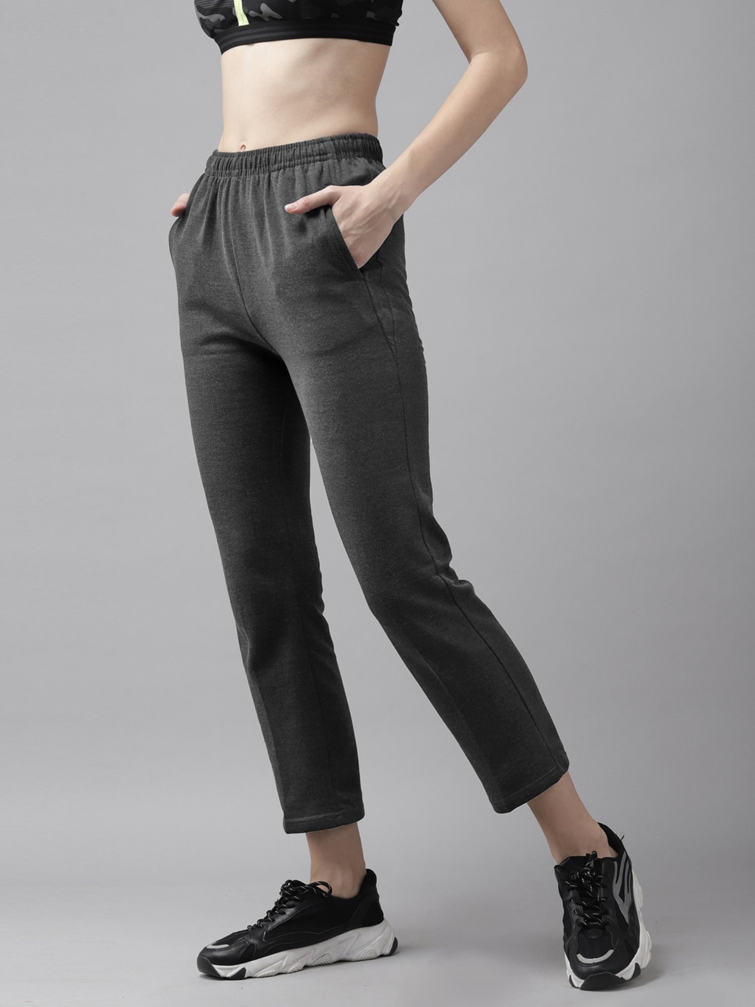 Cayman Grey Mid Rise Trackpants