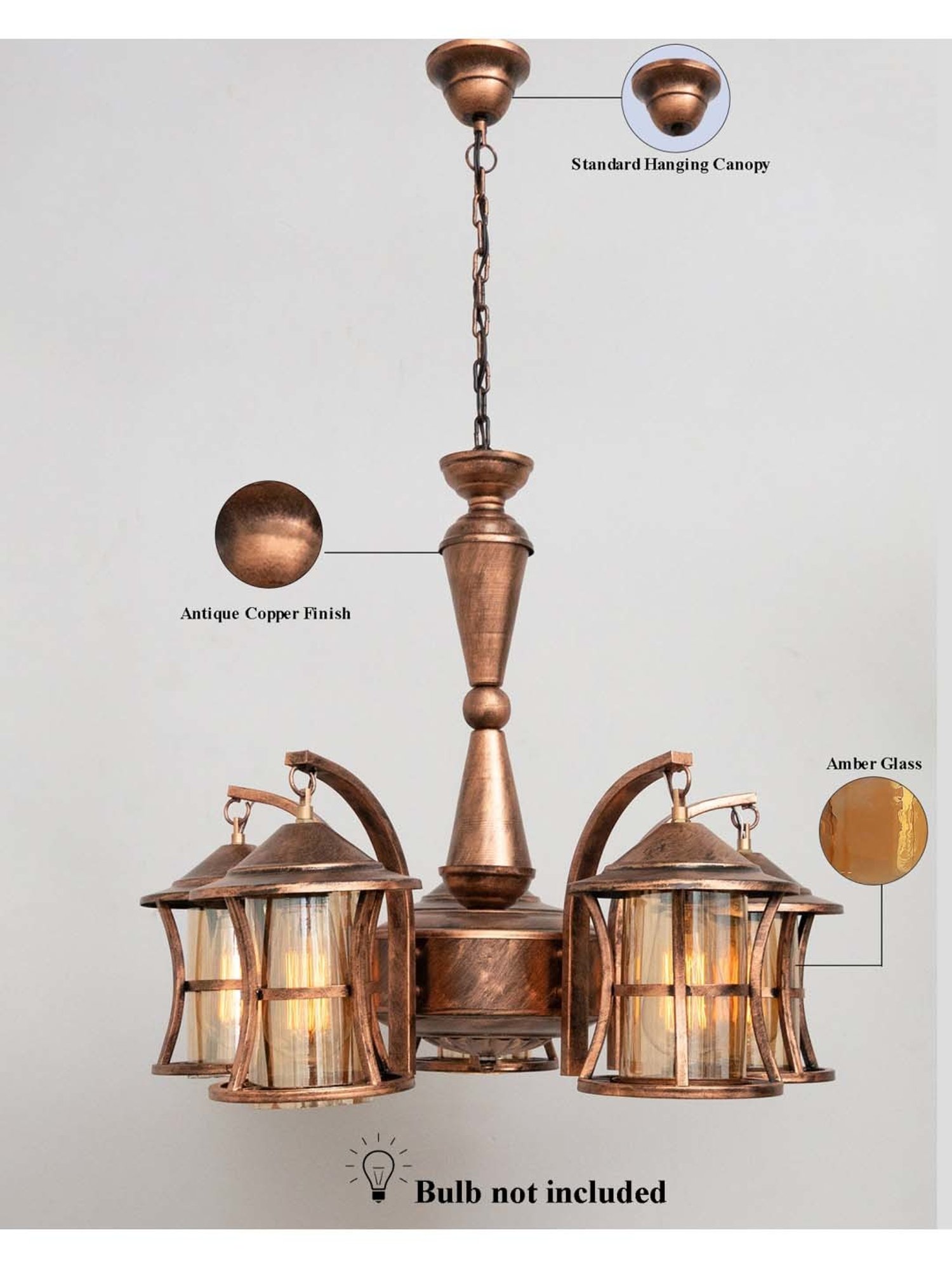 Fos Lighting Antique Brass Finish Allure 5 Light Chandelier - Set of 1