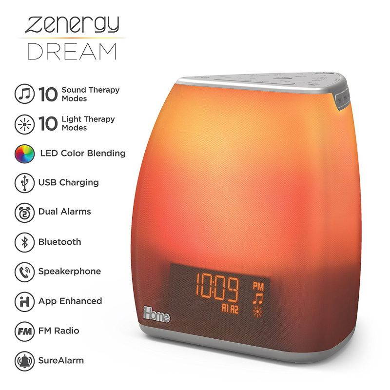 iHome Zenergy Bedside Sleep Therapy Machine with Bluetooth Clock Radio - iZBT10W