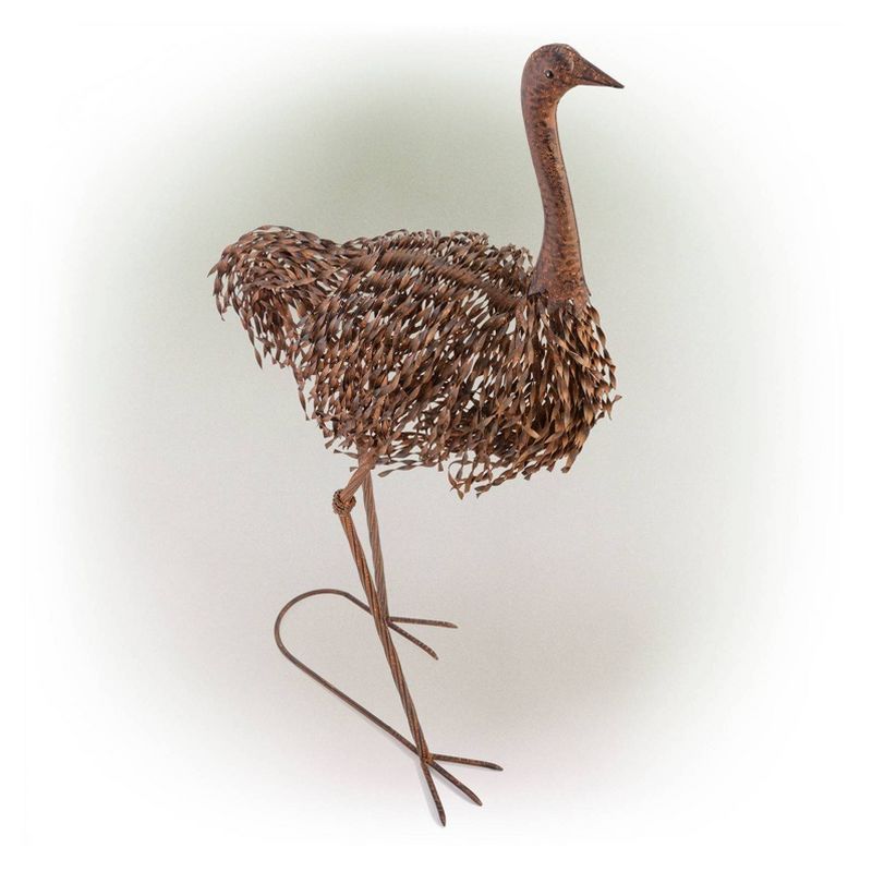 45" x 22" Outdoor Metal Peaking Standing Ostrich Statue Brown - Alpine Corporation