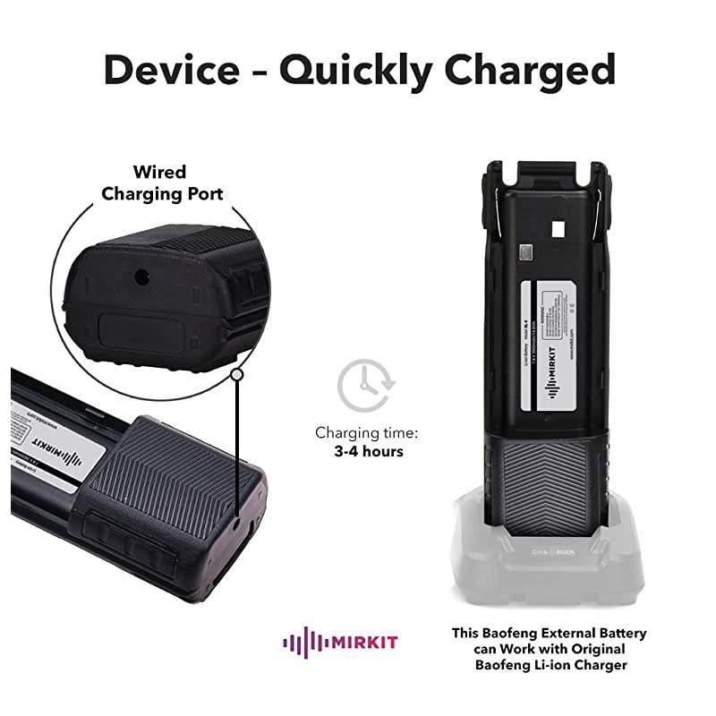 Baofeng Battery BL8 3800mAh with Baofeng USB Charger Cable Compatible with Baofeng UV82HP UV 82 MK35 UV 82HP UV 82C Baofeng UV82 Battery and UV82 Charger by  Radio USA Warranty