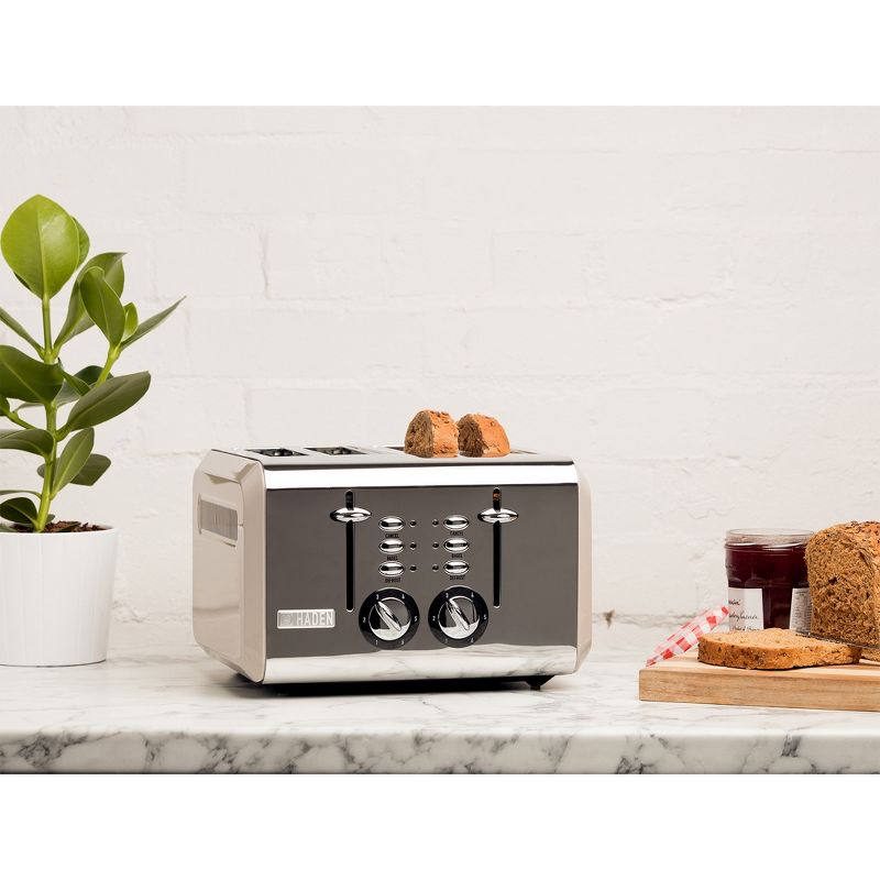 Haden Dorset 2-Slice Wide Slot Stainless Steel Countertop Retro Toaster with Adjustable Browning Control, Red
