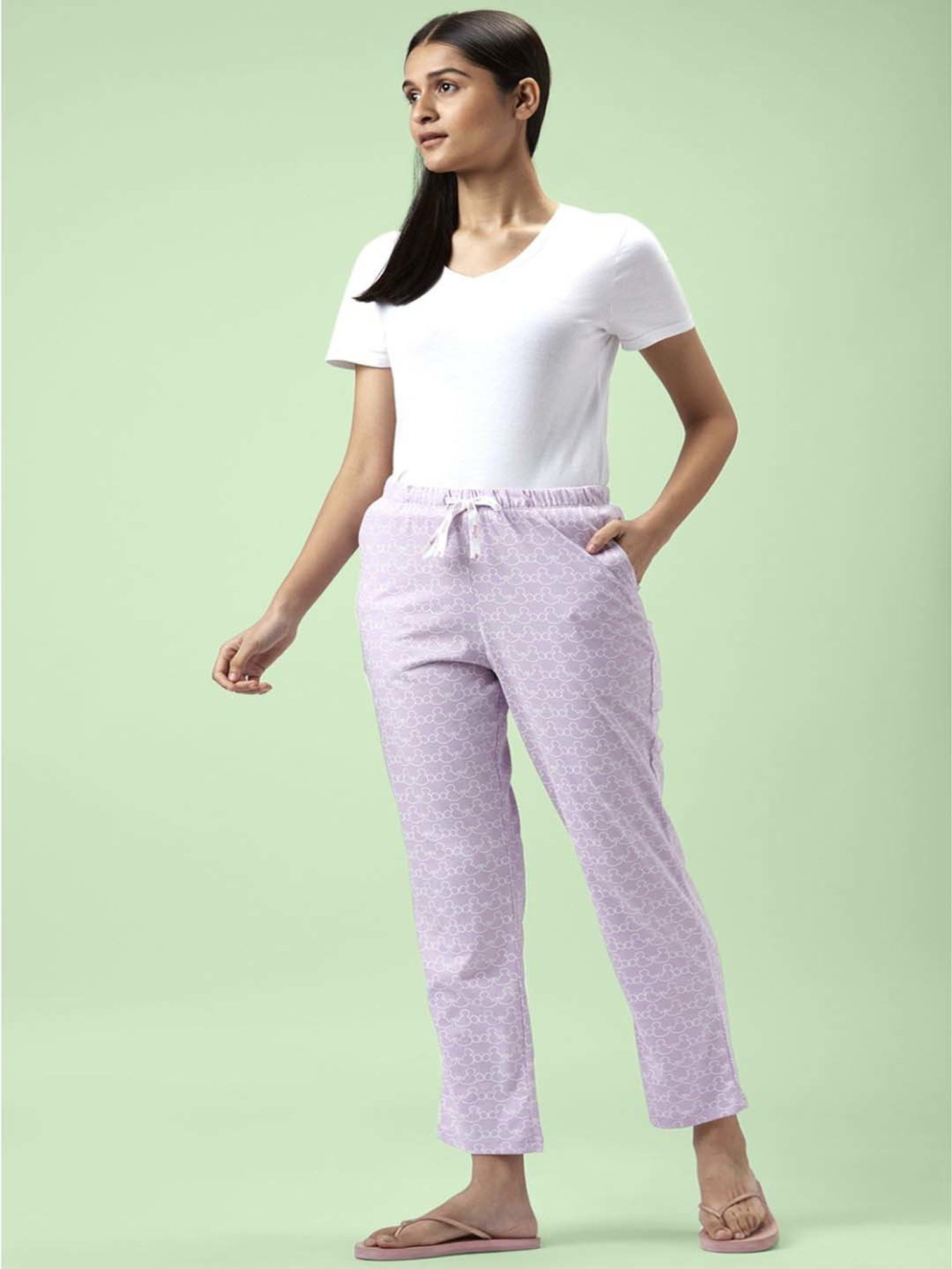 Dreamz by Pantaloons Lilac Cotton Printed Pyjamas