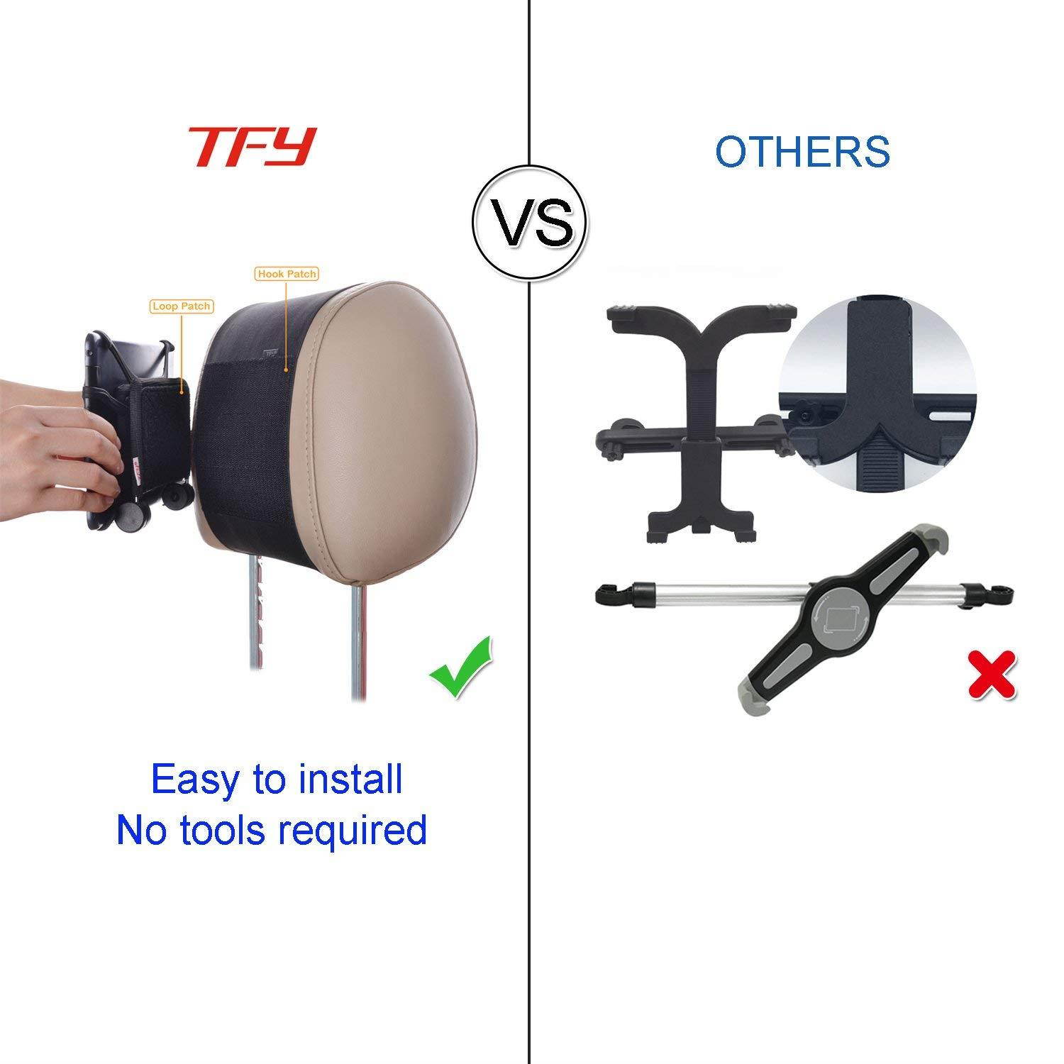 Car Mount TFY Universal Car Headrest Mount Holder with Silicon Holding Net Compatible with Both 4.5-6 Inch Phones and 7-10.5 Inch Tablets