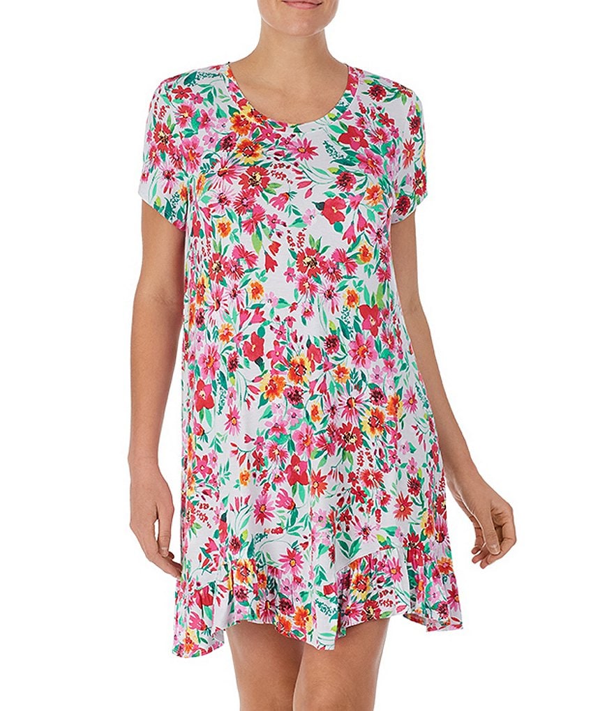 Sleep Sense Wallpaper Printed Short Sleeve Jersey Knit Sleepshirt