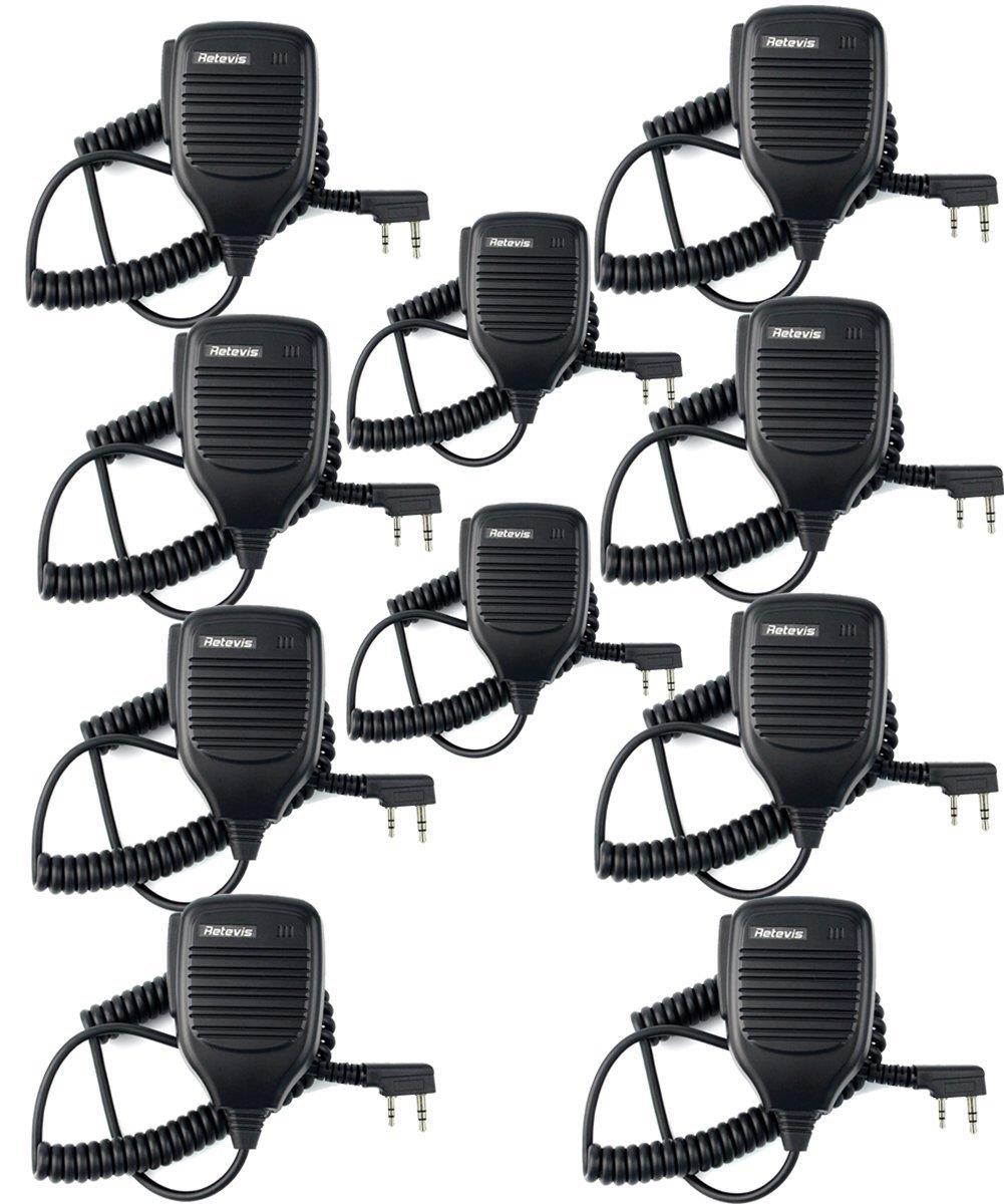 Retevis 2 Pin Should Speaker Mic Microphone for Kenwood 2 Way Radio Baofeng UV-5R UV-5RA 888S Retevis H777 RT7 RT21(10 Pack)