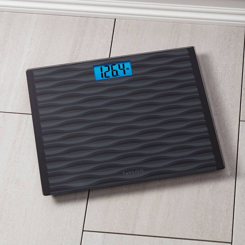 Glass Digital Scale with High Capacity and Wide Platform Wave Design Black/Gray - Taylor