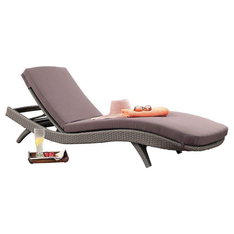 Marcelle Outdoor Wicker Adjustable Chaise Lounge with Cushion - Gray - Abbyson Living