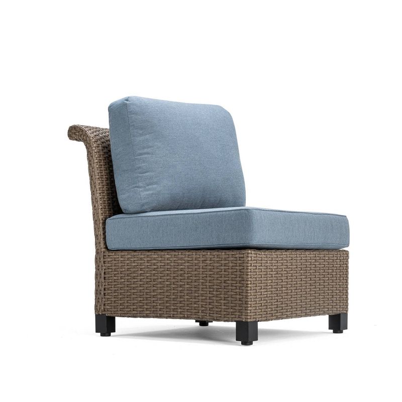 Nolin Armless Center Weathered Brown Frame Sunbrella Spectrum Denim Fabric - La-Z-Boy