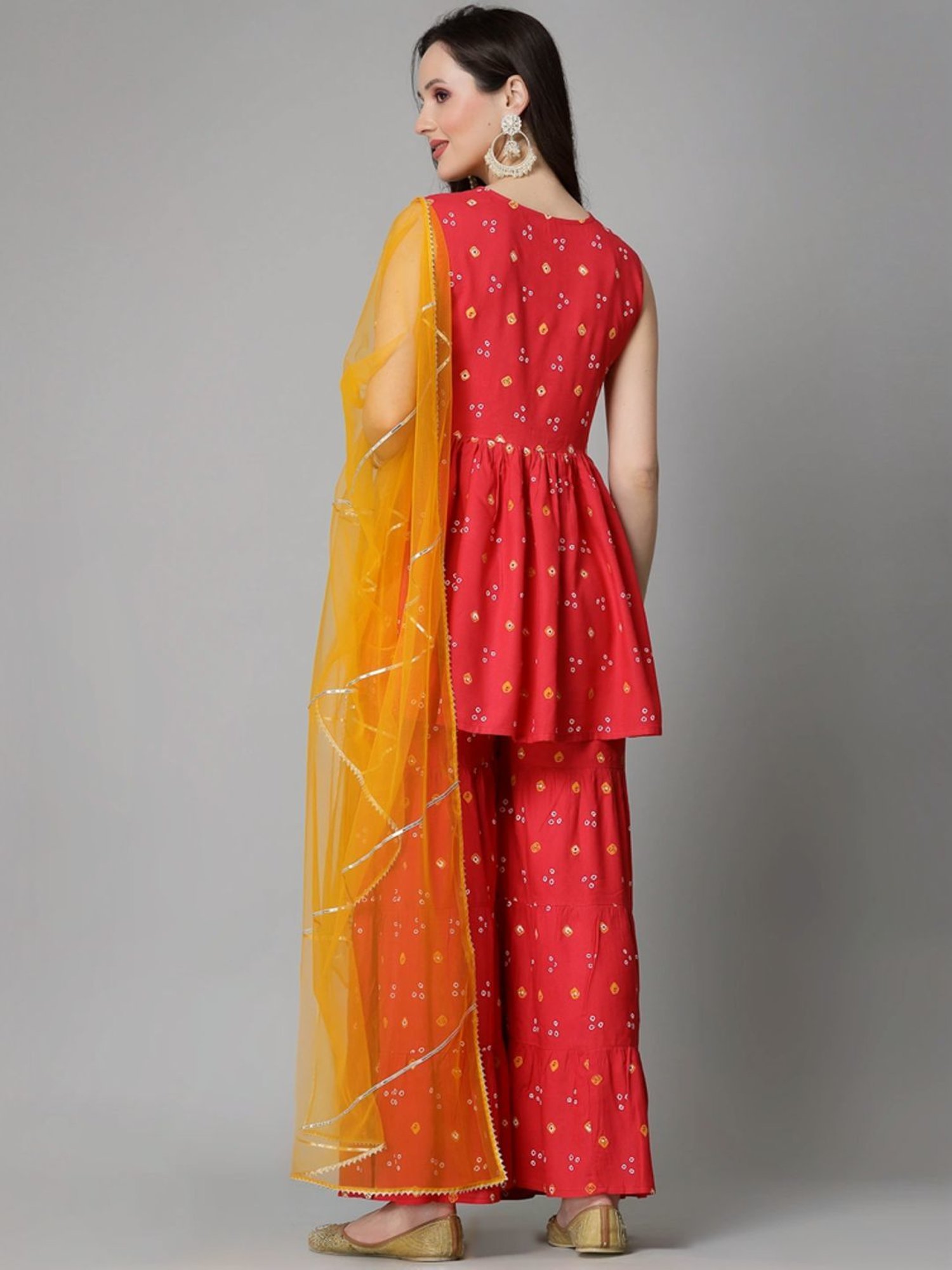 Stylum Coral Embroidered Kurta & Sharara Set With Dupatta