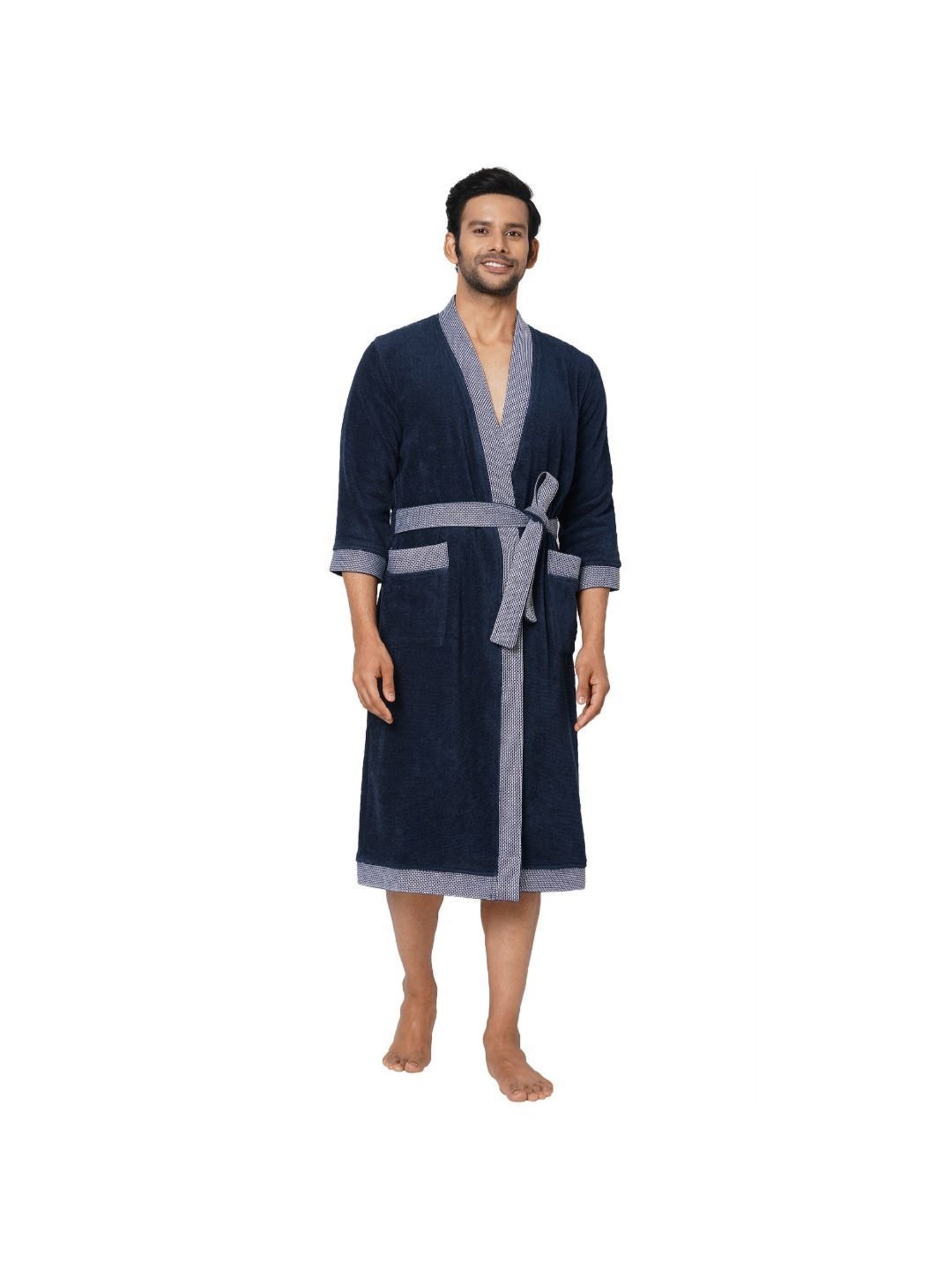Spaces Hygro Solid Dark Blue Cotton Bathrobes