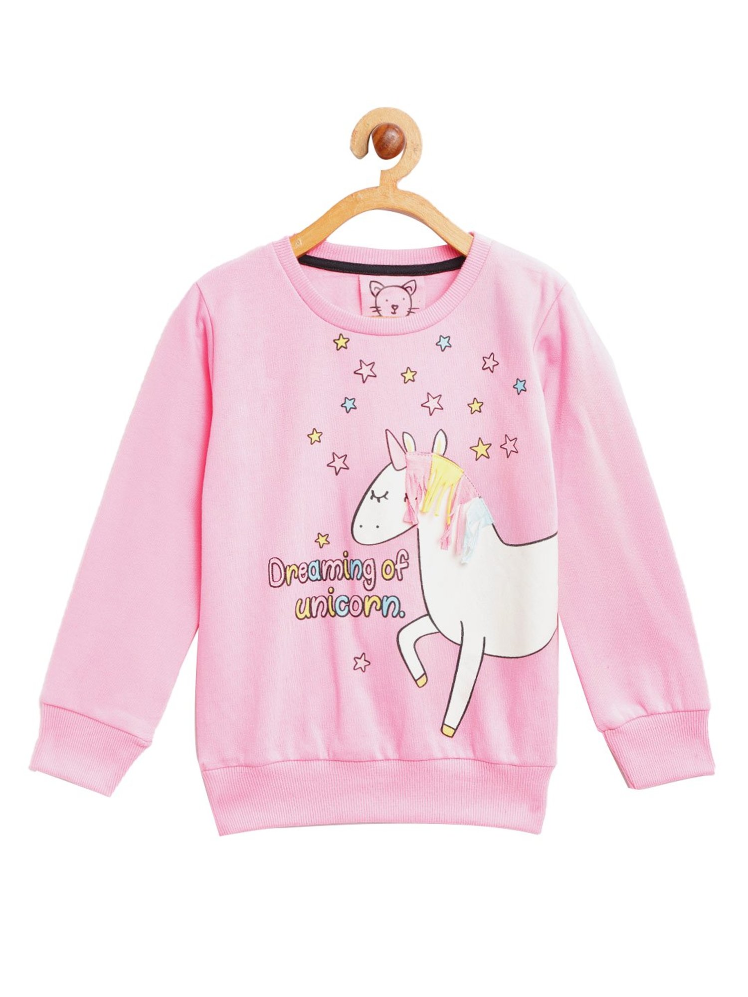 Lazy Shark Kids Pink Printed  Sweatshirt