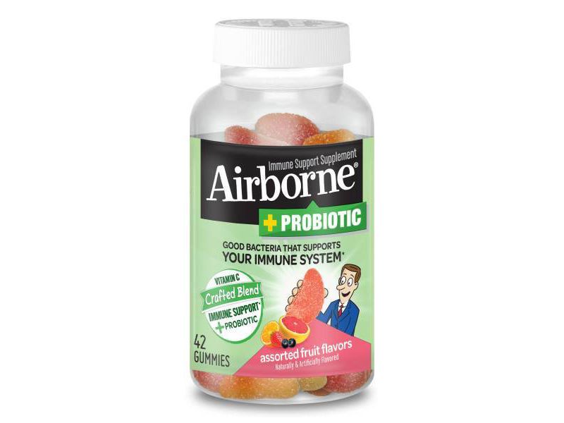 Airborne Gummies Plus Probiotic with Protein & Vitamin C - Assorted Fruit - 42ct