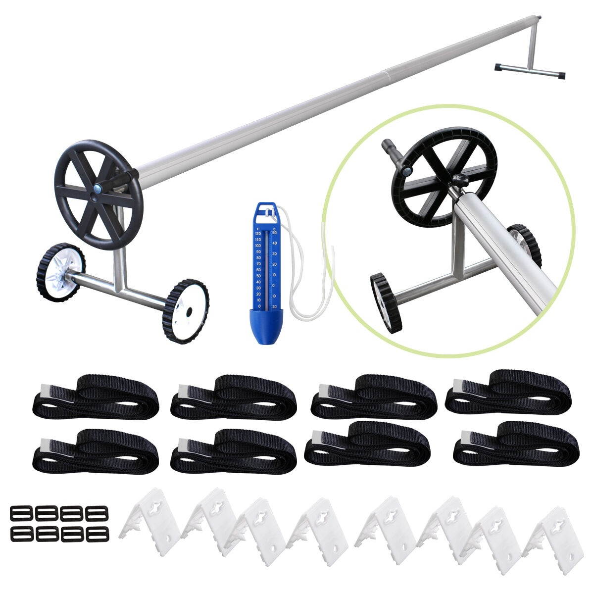 21 FT Long Swimming Pool Cover Reel  Aluminum Inground Solar Stainless Steel