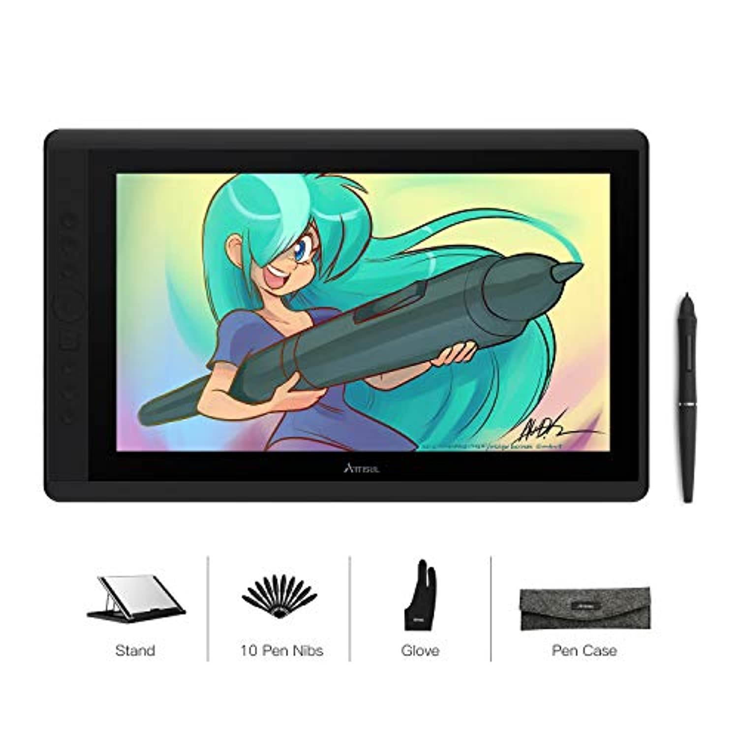 Artisul D16 15.6 Inch Drawing Tablet with Screen FHD Graphics Drawing Monitor Pen Display with 8192 Levels Pen Pressure 7 Customized Shortcut Keys and a Dial for Drawing,Design and Home O (ArtisulD16)