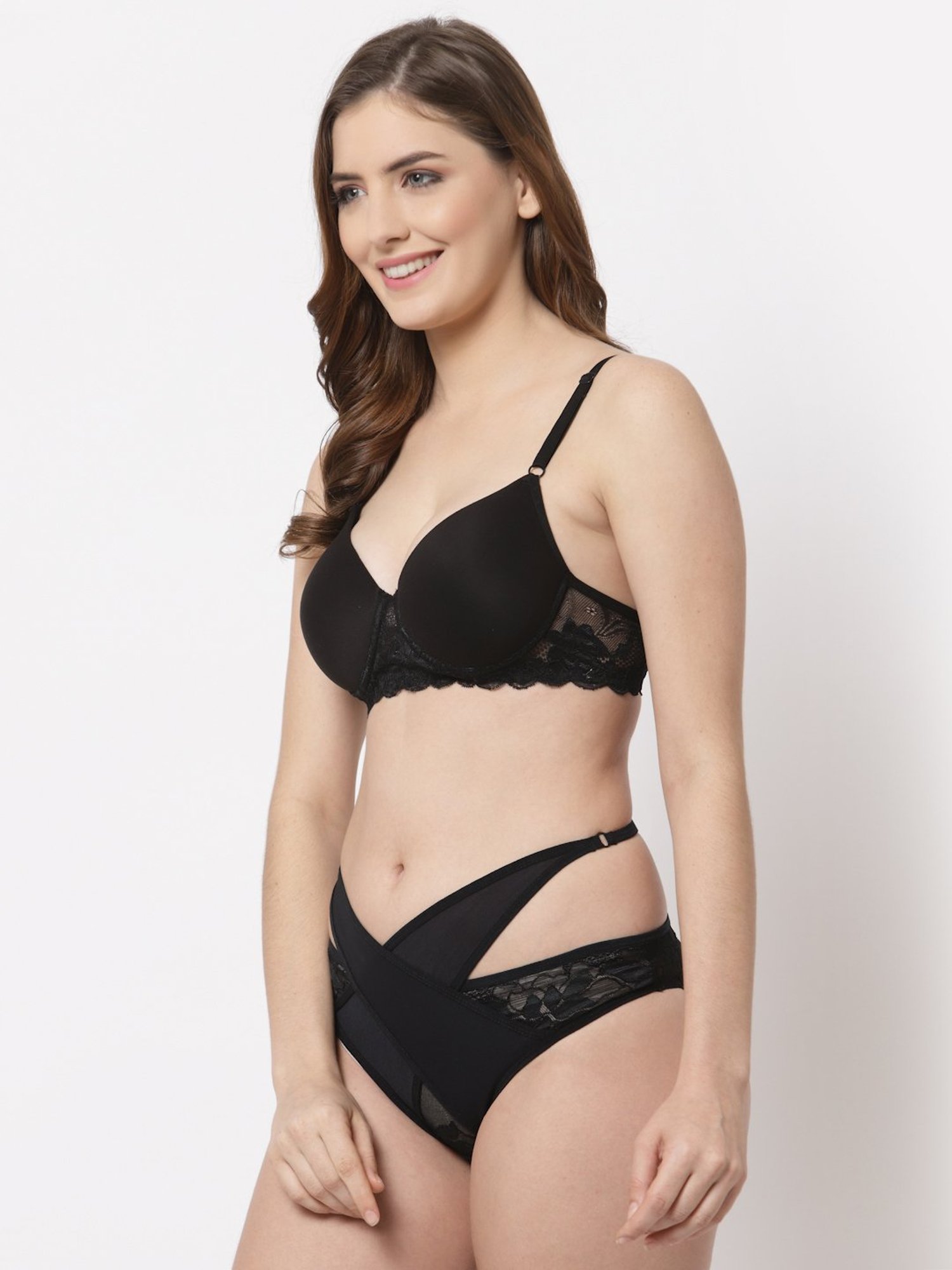 Cukoo Black Full Coverage Bra & Panty Set