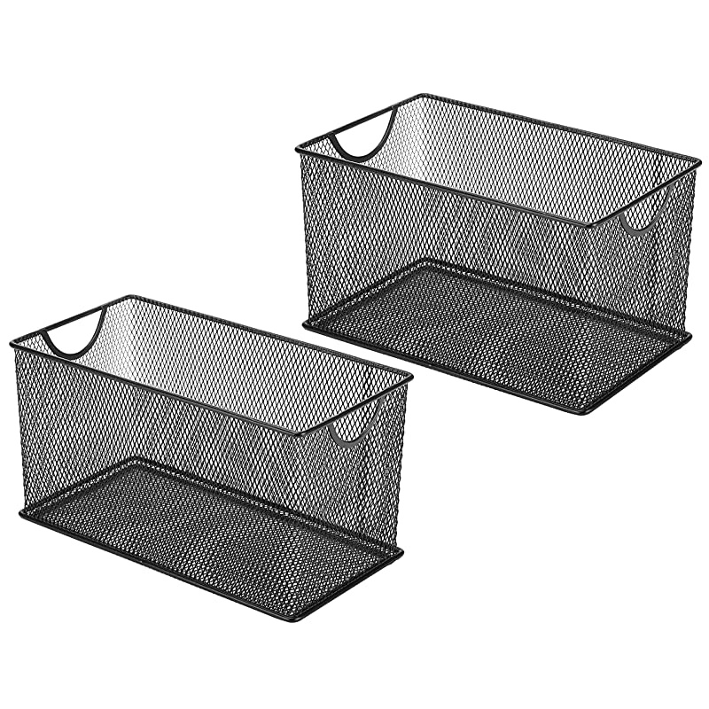Mesh Metal CD Holder Box Organizer, Open Storage Bin, Set of 2