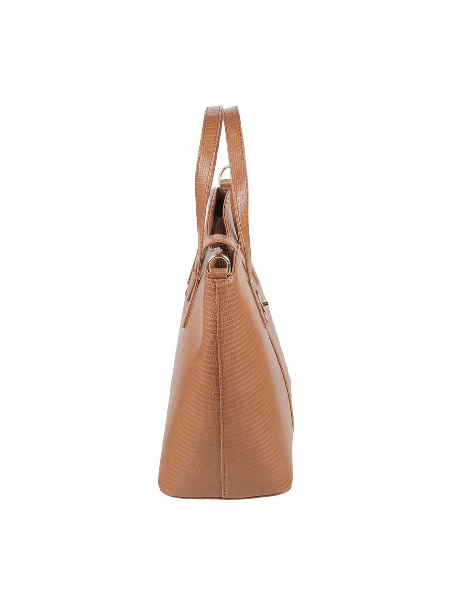 Mochi Brown Textured Medium Satchel Handbag