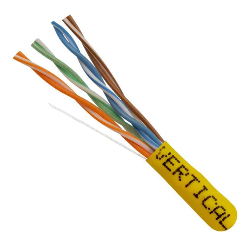 CAT-5E UTP 1000 8-Conductor Bulk Yellow-PVC Jacket AWG24 Solid-Bare Copper CMR Cable