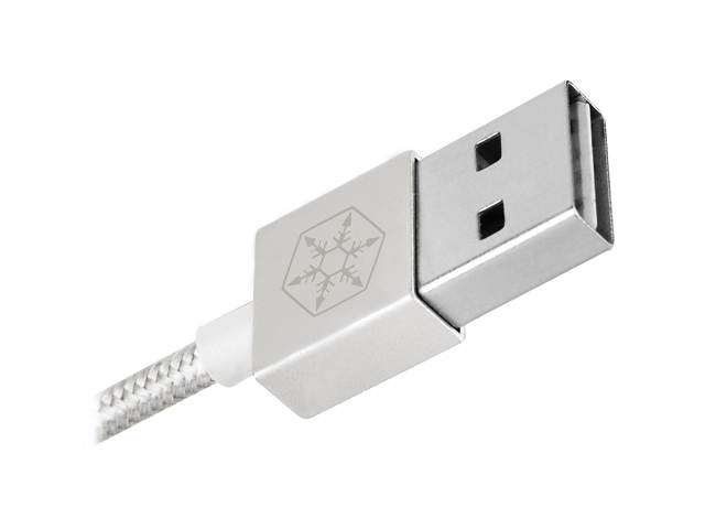 SilverStone Technology Micro USB Cable for Most Smartphones / LG / Samsung / Reversible USB-A / Reversible Micro USB-B / 1000MM - Silver - CPU01S