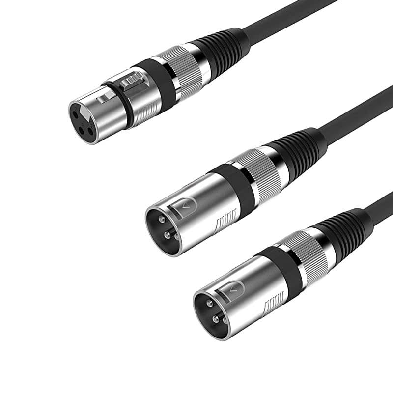 XLR Y Splitter 3 Pin XLR 1 Female to 2 Male Mic Combiner Y Cord Balanced Microphone Adaptor Patch Cable 15 Feet50cm 1XLRF2XLRM