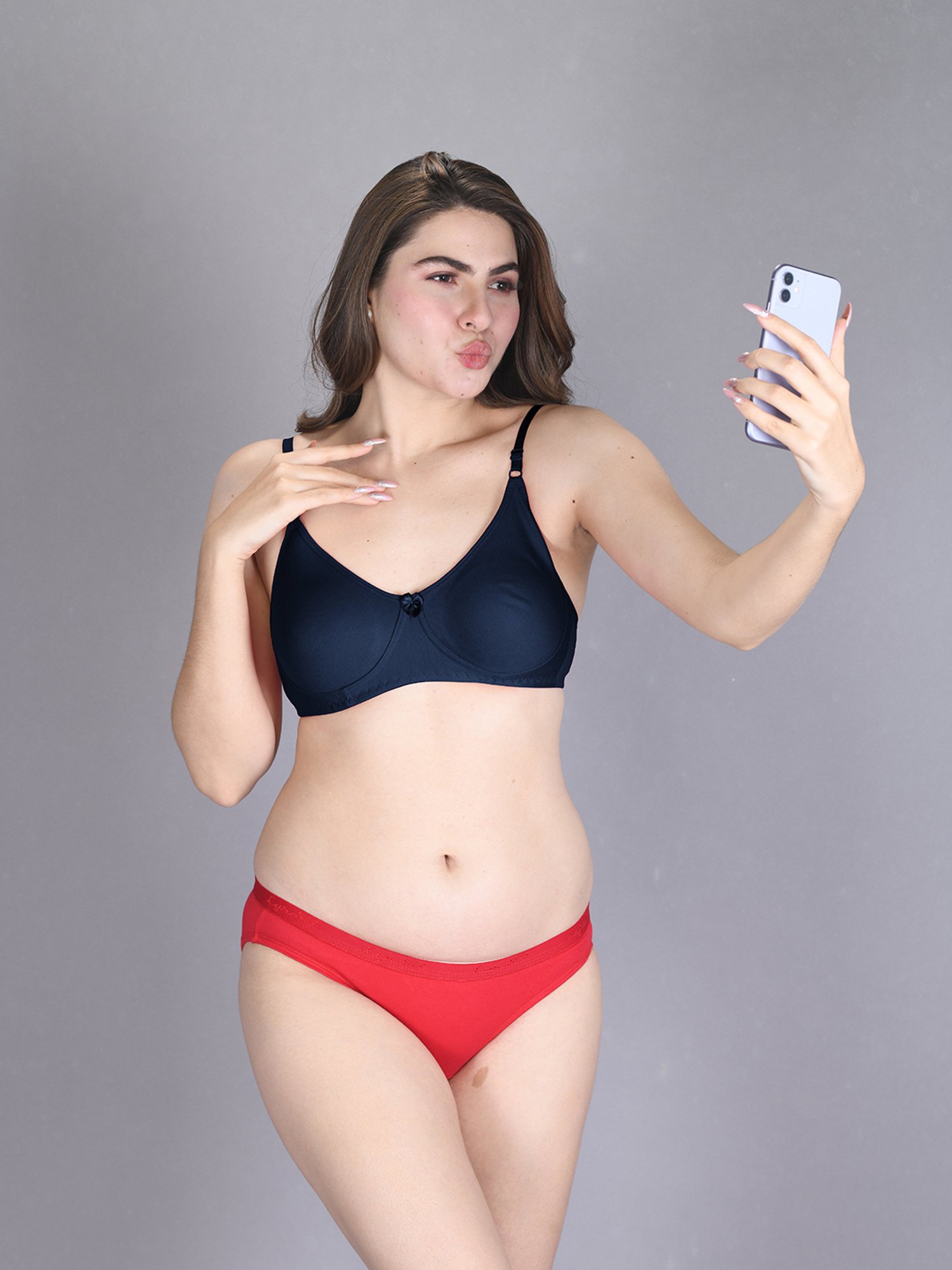 Lux Venus Navy Full Coverage Non-Wired T-Shirt Bra With Adjustable Strap - Pack of 2