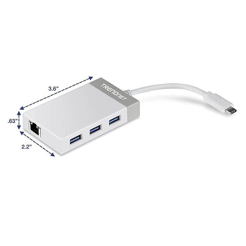 USBC to Gigabit Adapter Hub 127 cm 5 for Windows Mac OS MacBook and Surface Pro TUCETGH3
