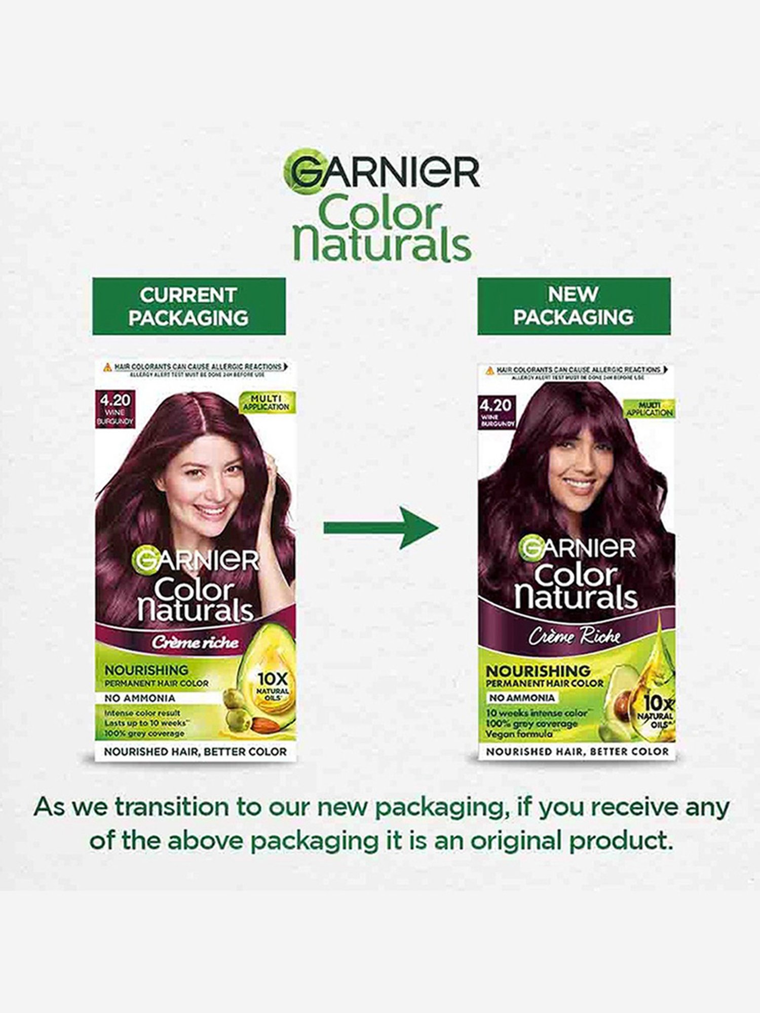 Garnier Color Naturals Creme Hair Color Shade 4.20 Wine Burgundy - 70 ml + 60 gm