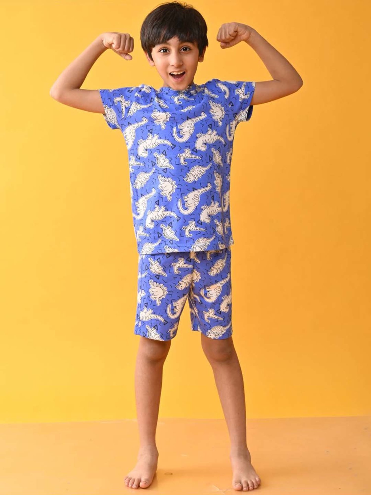 Anthrilo Kids Blue Cotton Printed T-Shirt & Short