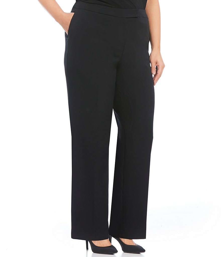 Kasper Plus Size Stretch Crepe Straight-Leg Pants