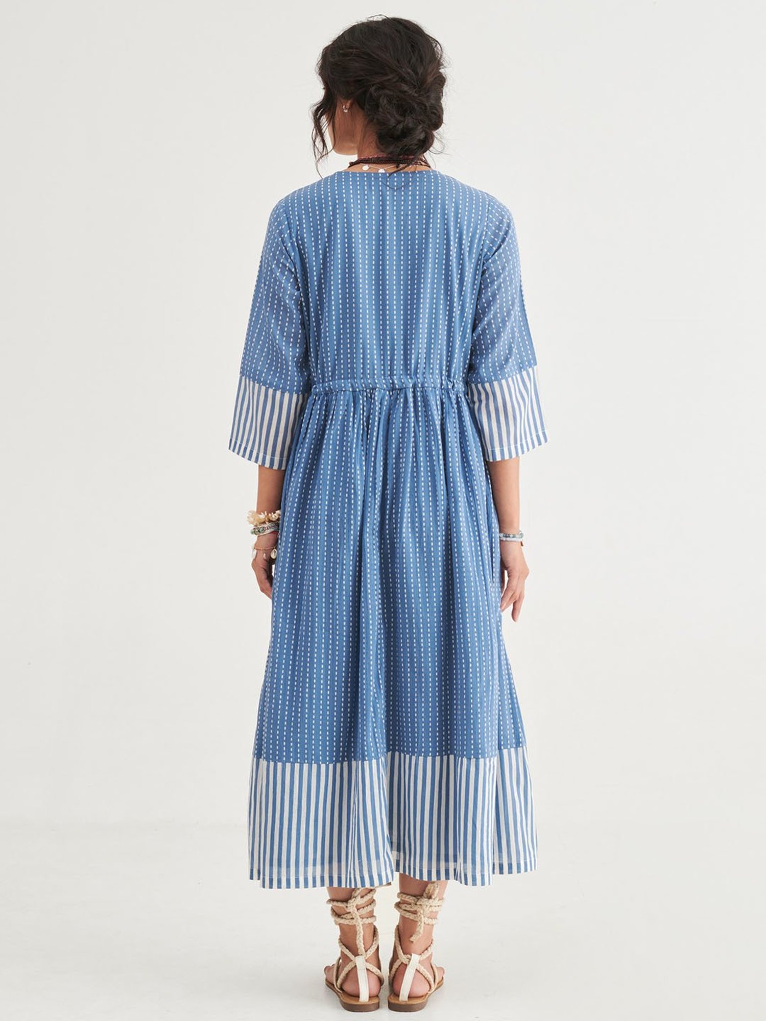 Prakriti Jaipur Indigo Stripes Tie Dress