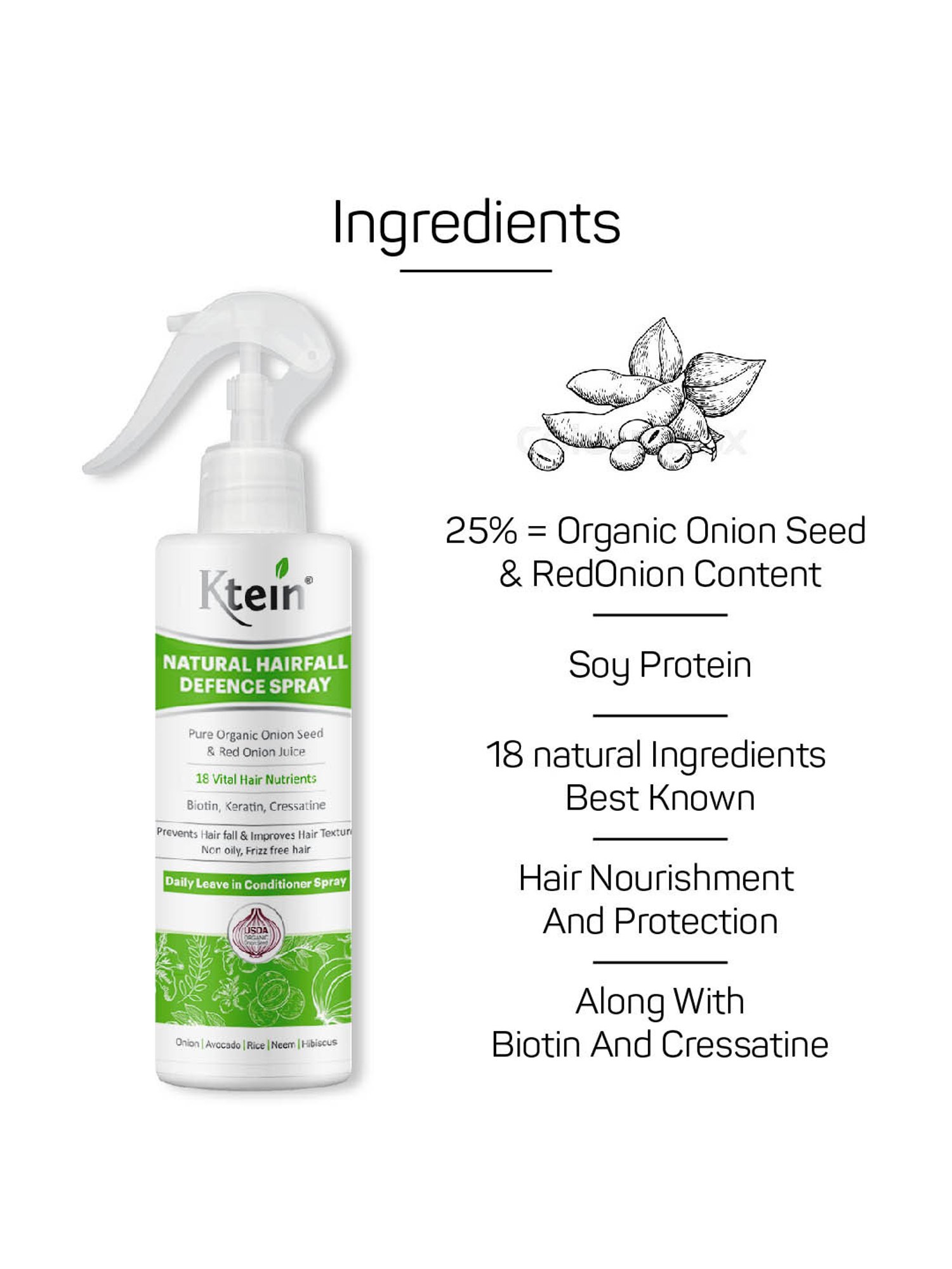 Ktein Natural Hair Fall Defence Spray - 200 ml