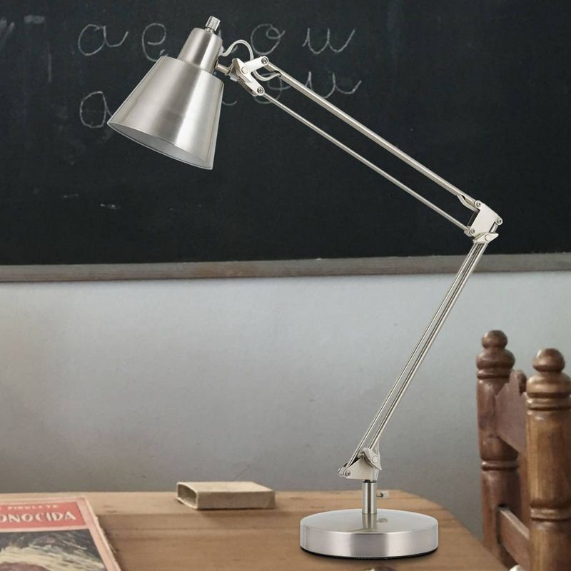 27" AdjusDesk Metal Udbina Desk Lamp with Arm Brushed Steel - Cal Lighting
