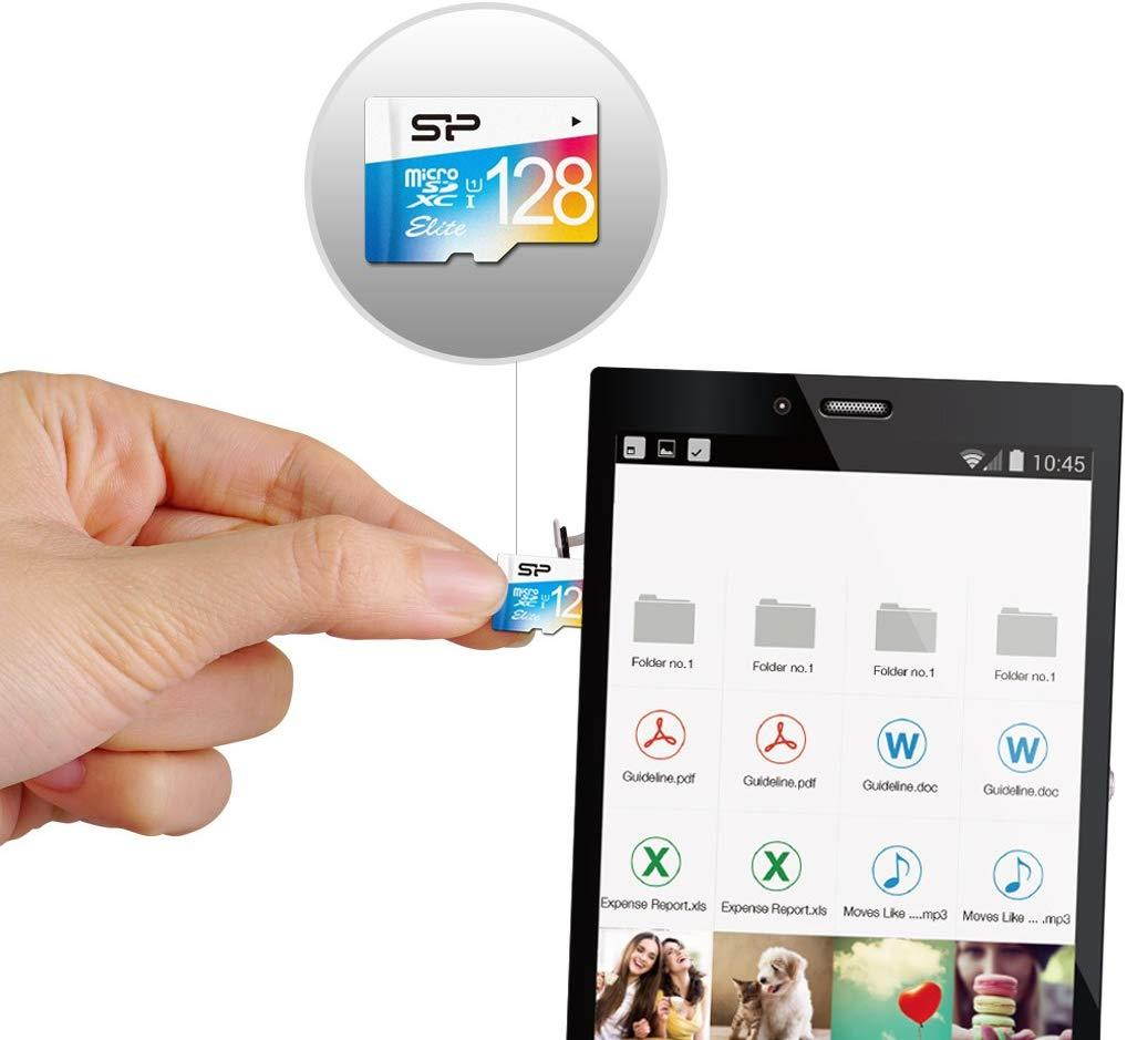 Silicon Power 128GB Elite MicroSDXC UHS-1 Class 10, Read up to 75MB/s, Flash Memory Card with SD Adapter (SP128GBSTXBU1V20SP)