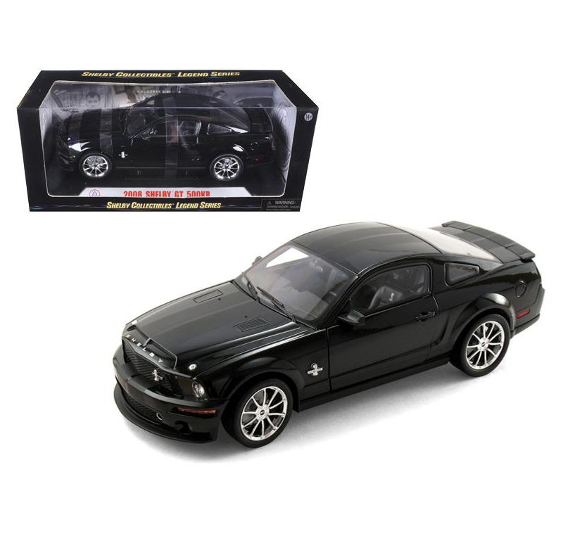 2008 Ford Shelby Mustang GT500KR Black with Black Stripes 1/18 Diecast Model Car by Shelby Collectibles