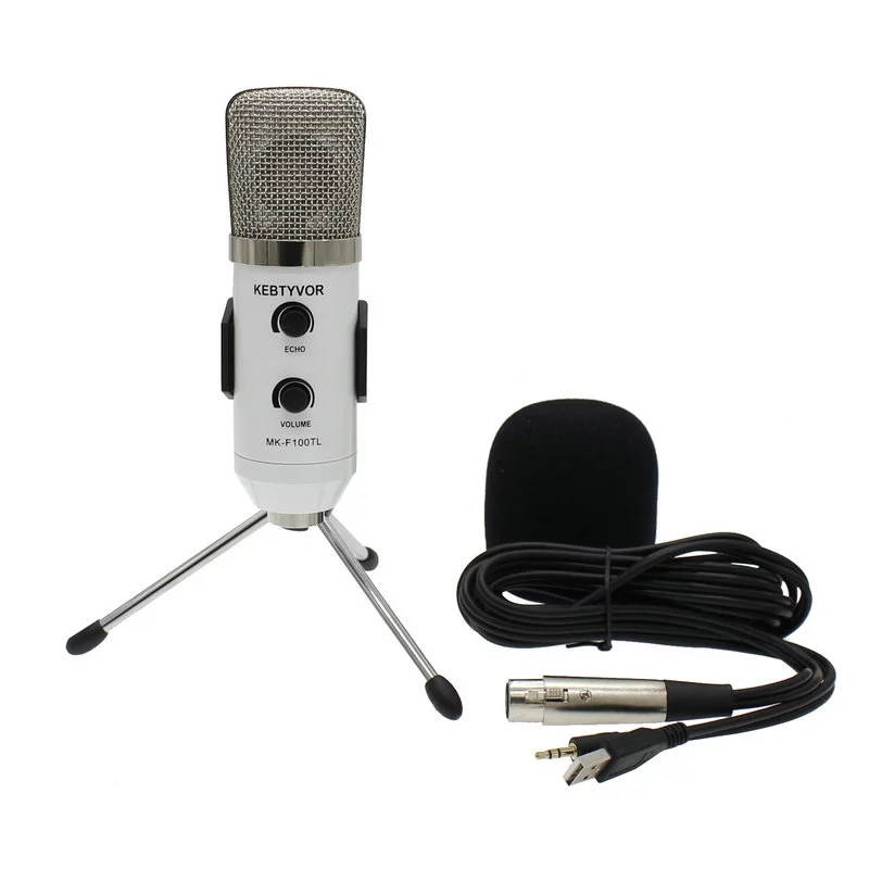 Microphone Adjustable Sound Volume Noise Reduction Condenser KTV Audio Studio Recording Mic MK-F100TL