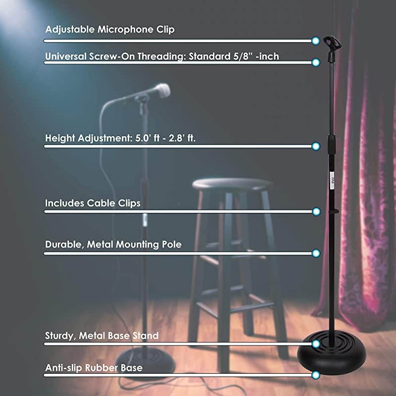 Stand Universal Mic Mount with Heavy Compact Base Height Adjustable 28 5 ft PMKS5