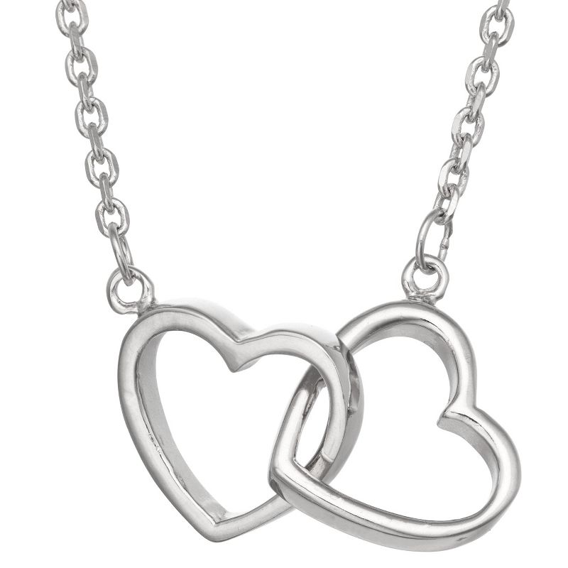 Tiara Sterling Silver Interlocking Double Heart Necklace