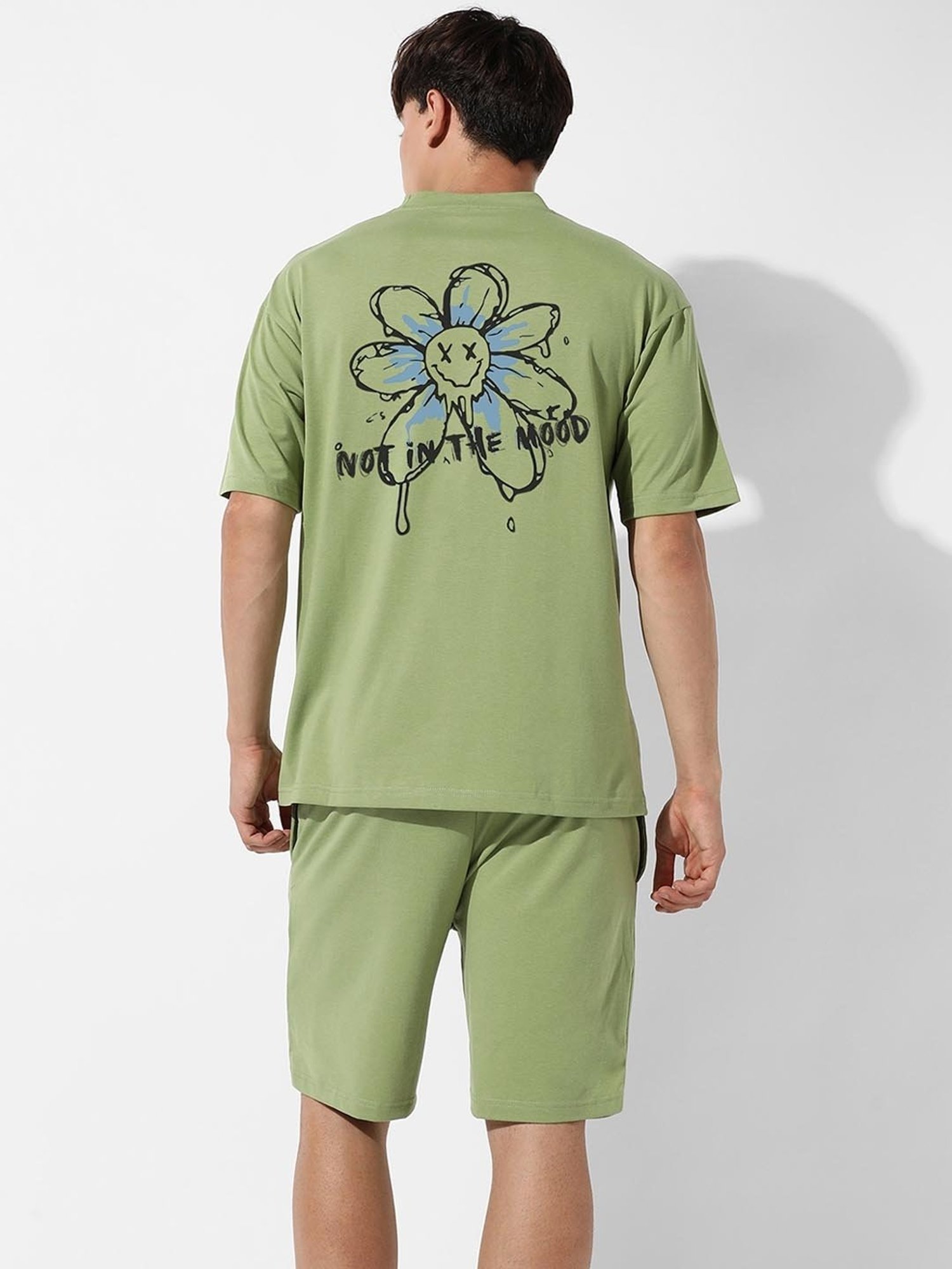 Campus Sutra Light Green Regular Fit Oversized Not In The Mood Printed Co-Ord Set