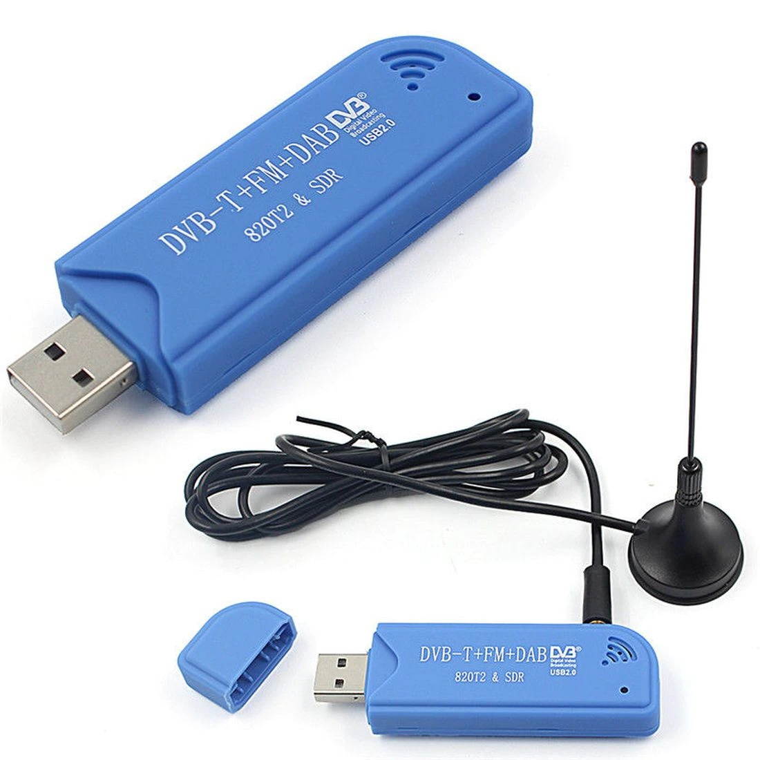 USB 2.0 Digital DVB-T SDR+DAB+FM HDTV TV Tuner Receiver Stick RTL2832U+R820T2 Antenna with Remote Control