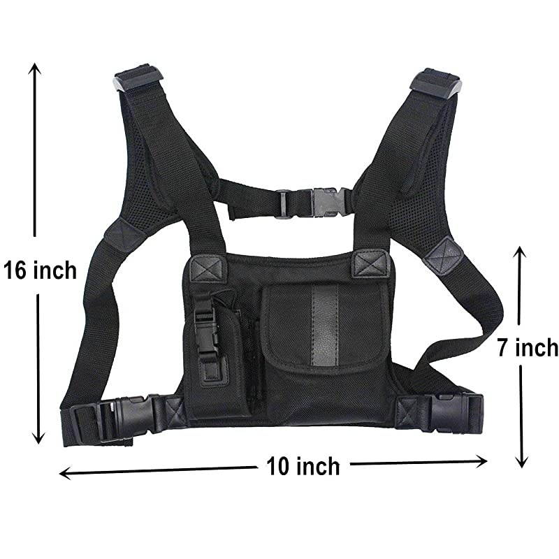 Radio Chest Harness Chest Front Pack Pouch Holster Vest Rig for Two Way Radio Walkie Talkie(Rescue Essentials)