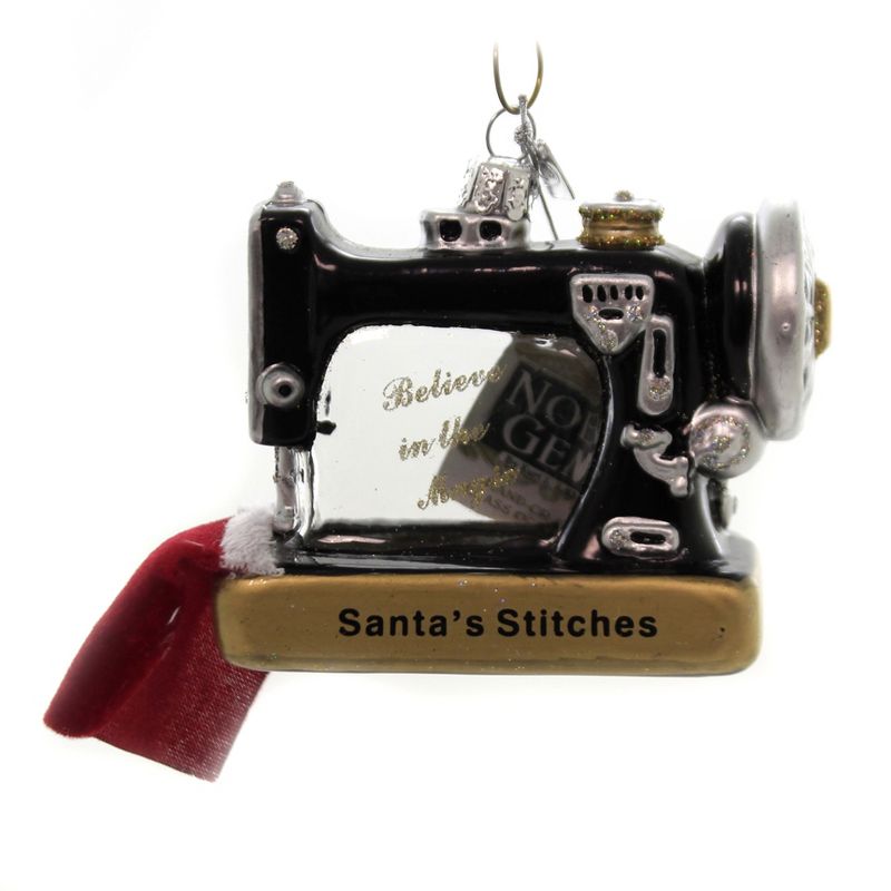Noble Gems 3.0" Sewing Machine Ornament Singer Santa Hat  -  Tree Ornaments