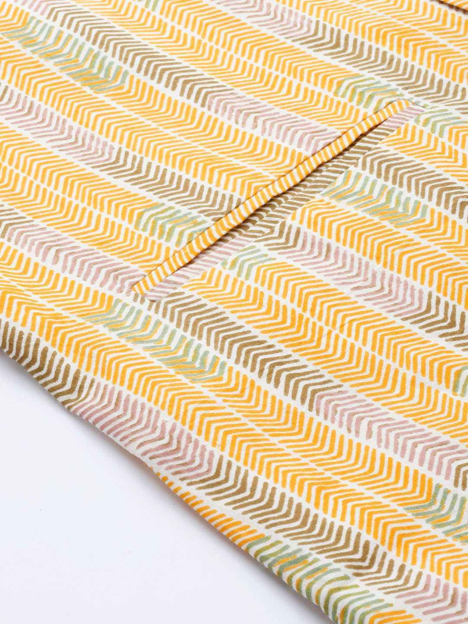 See Designs Yellow Cotton Regular Fit Printed Nehru Jacket