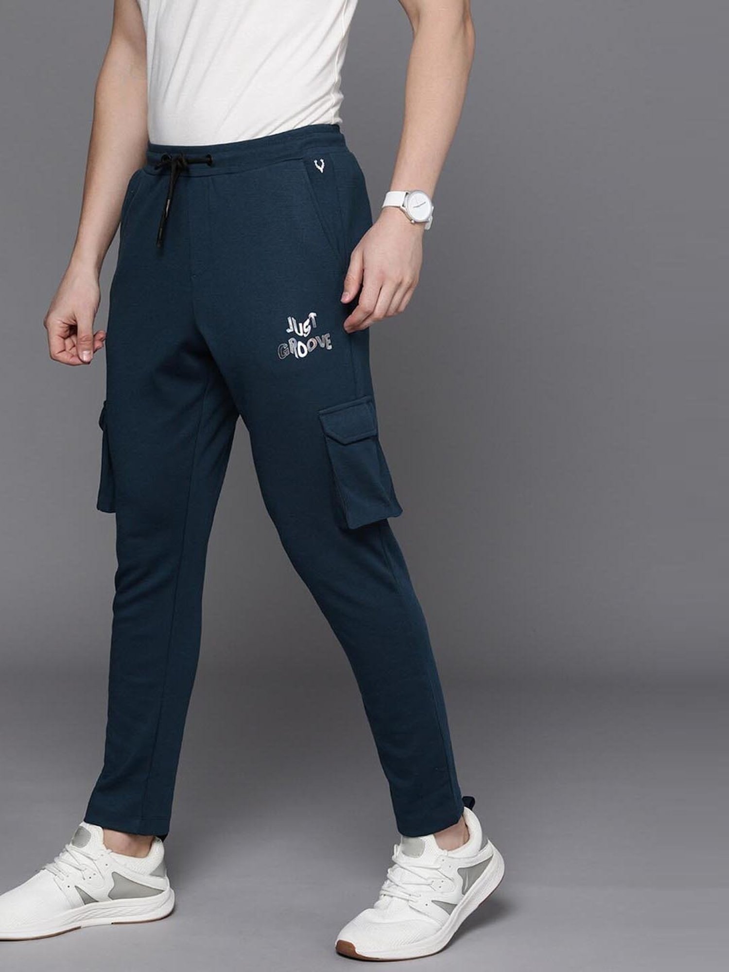 Tribe by Allen Solly Navy Regular Fit Printed Trackpants