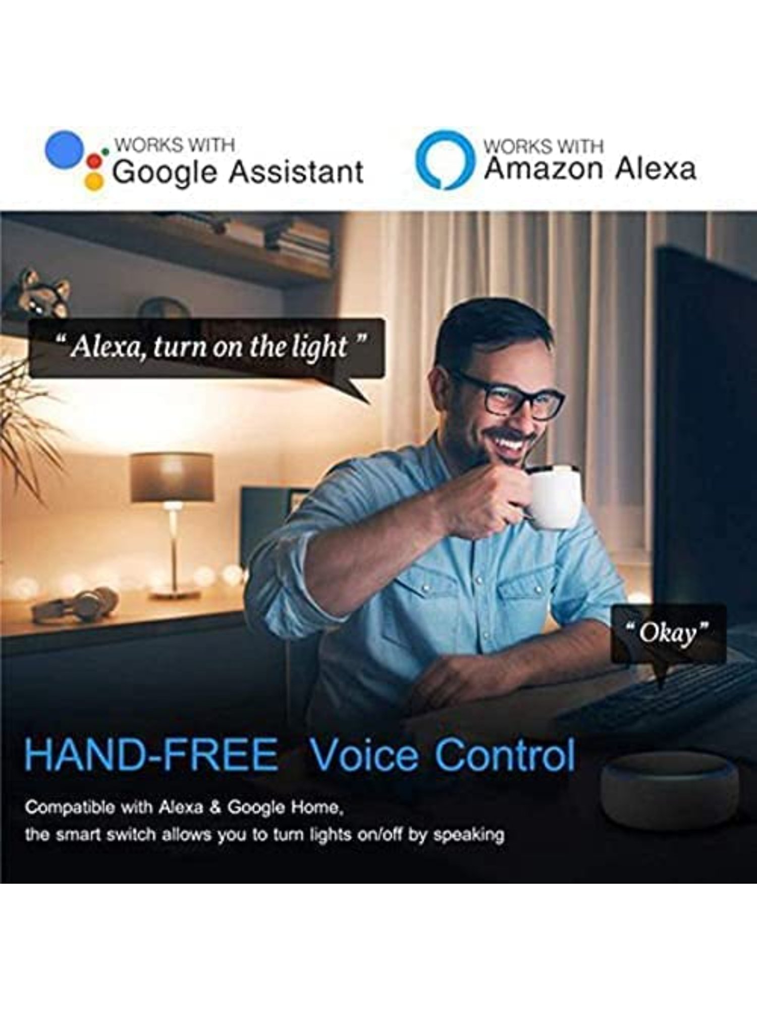 Teqooz 24Amp Smart Wi-Fi plus Bluetooth Touch Switch (Black)