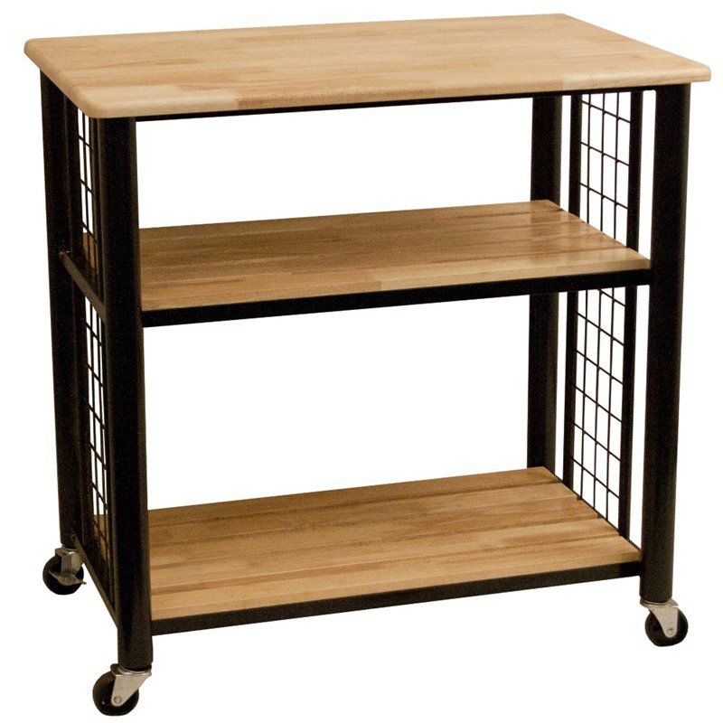 Wood Contemporary Kitchen Cart in Black - Catskill Craftsmen