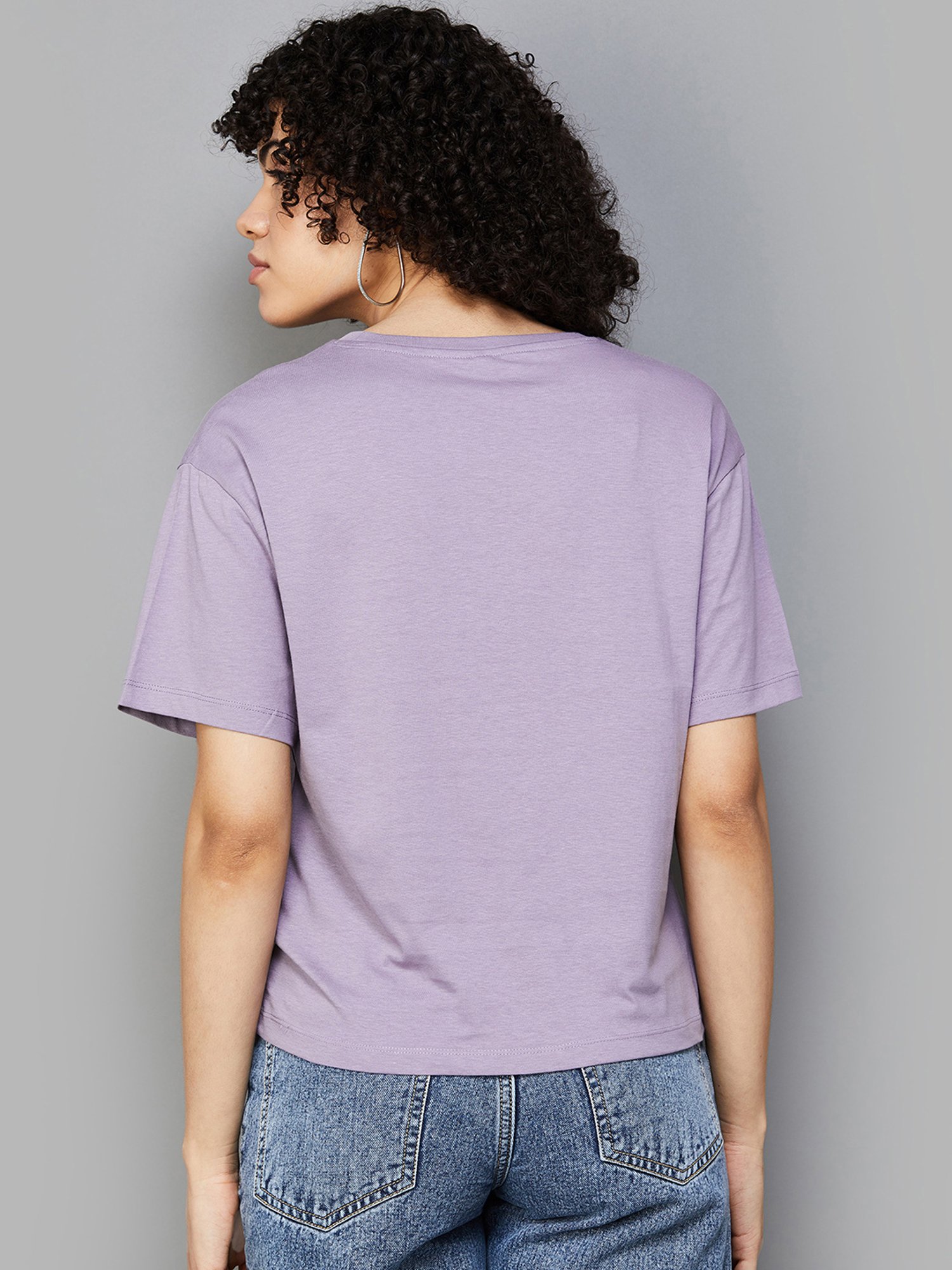 Fame Forever by Lifestyle Lavender Regular Fit T-Shirt