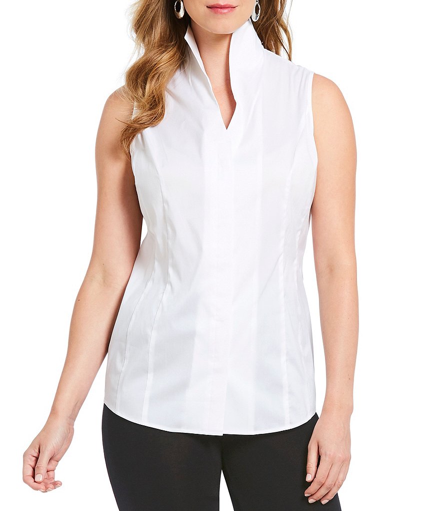 Misook Sleeveless Stand Collar Neck Washable Blouse