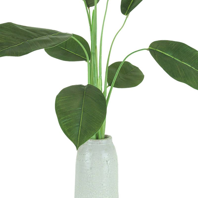 30" x 14" Artificial Rubber Plant in Crackle Vase Cream - LCG Florals