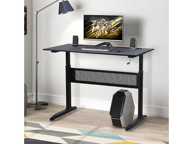 Gaming Desk Home Office Desk Adjustable Height 28.7" to 44.5" Standing Desk with Crank Handle Manual Lifting Table Sturdy Legs With Foot Pads,Black,GT78